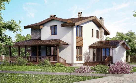 220-001-П Проект двухэтажного дома с мансардой, гараж, красивый коттедж из теплоблока Владикавказ | Проекты домов от House Expert