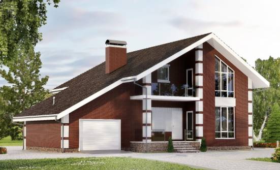 180-001-Л Проект двухэтажного дома мансардный этаж и гаражом, доступный загородный дом из поризованных блоков Владикавказ | Проекты домов от House Expert