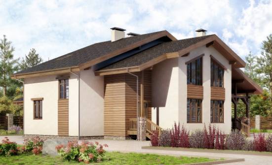 240-003-П Проект двухэтажного дома мансардный этаж, уютный загородный дом из кирпича Владикавказ | Проекты домов от House Expert