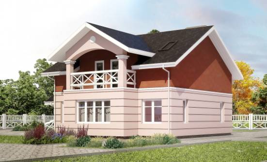 155-009-Л Проект двухэтажного дома мансардный этаж, бюджетный загородный дом из бризолита Владикавказ | Проекты домов от House Expert