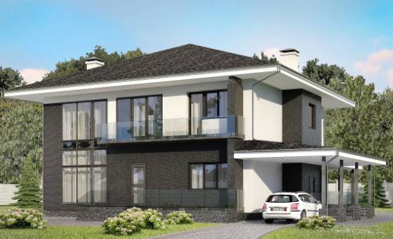 245-002-П Проект двухэтажного дома и гаражом, красивый загородный дом из блока Владикавказ | Проекты домов от House Expert