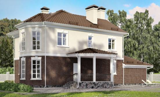 190-002-Л Проект двухэтажного дома и гаражом, современный загородный дом из бризолита Владикавказ | Проекты домов от House Expert