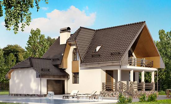 150-001-Л Проект двухэтажного дома мансардный этаж, гараж, простой загородный дом из пеноблока Владикавказ | Проекты домов от House Expert