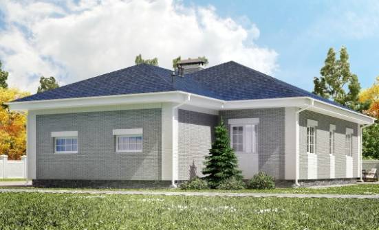 130-002-П Проект одноэтажного дома и гаражом, бюджетный дом из теплоблока Владикавказ | Проекты домов от House Expert