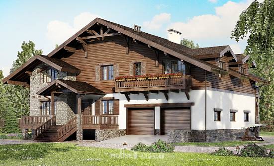 440-001-П Проект трехэтажного дома с мансардой, гараж, красивый коттедж из кирпича Владикавказ | Проекты домов от House Expert