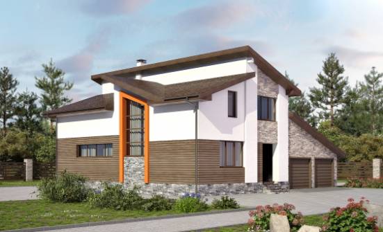 240-004-П Проект двухэтажного дома мансардой, гараж, красивый домик из теплоблока Владикавказ | Проекты домов от House Expert