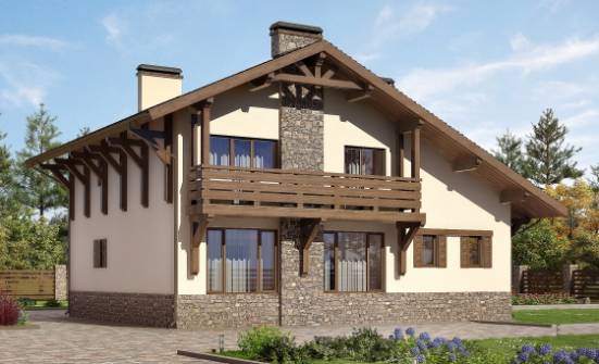 190-007-Л Проект двухэтажного дома с мансардой, гараж, красивый дом из кирпича Владикавказ | Проекты домов от House Expert