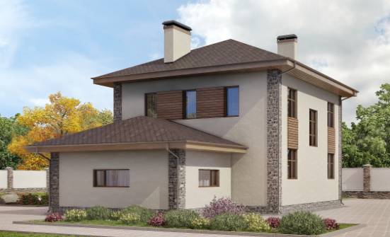 185-004-П Проект двухэтажного дома и гаражом, красивый домик из блока Владикавказ | Проекты домов от House Expert