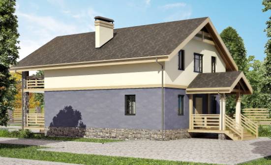 160-010-П Проект двухэтажного дома мансардный этаж, простой домик из бризолита Владикавказ | Проекты домов от House Expert