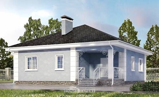 100-001-П Проект одноэтажного дома, современный коттедж из твинблока Владикавказ | Проекты домов от House Expert
