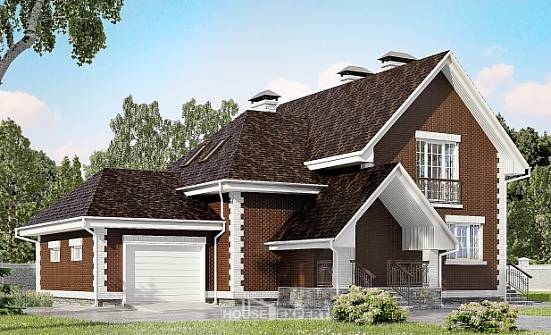 190-003-Л Проект двухэтажного дома мансардой и гаражом, классический коттедж из арболита Владикавказ | Проекты домов от House Expert