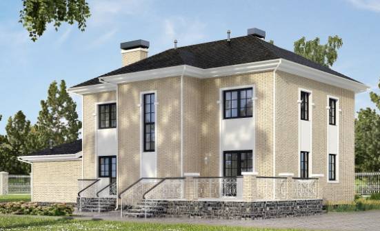 180-006-П Проект двухэтажного дома и гаражом, уютный коттедж из кирпича Владикавказ | Проекты домов от House Expert