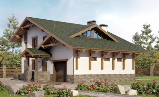 190-007-П Проект двухэтажного дома с мансардой, гараж, красивый домик из кирпича Владикавказ | Проекты домов от House Expert