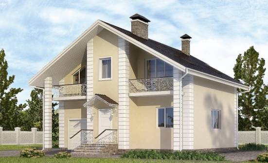 150-002-Л Проект двухэтажного дома с мансардой и гаражом, экономичный домик из теплоблока Владикавказ | Проекты домов от House Expert