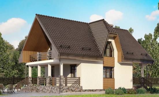 150-001-Л Проект двухэтажного дома мансардный этаж, гараж, простой загородный дом из пеноблока Владикавказ | Проекты домов от House Expert