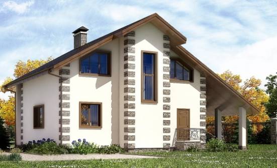 150-003-Л Проект двухэтажного дома мансардой, гараж, бюджетный коттедж из дерева Владикавказ | Проекты домов от House Expert