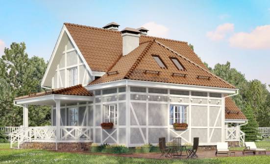 160-003-Л Проект двухэтажного дома с мансардой, классический домик из теплоблока Владикавказ | Проекты домов от House Expert