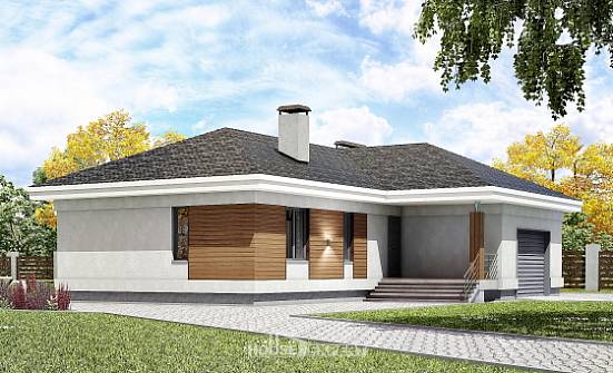 165-001-П Проект одноэтажного дома, гараж, скромный коттедж из пеноблока Владикавказ | Проекты домов от House Expert