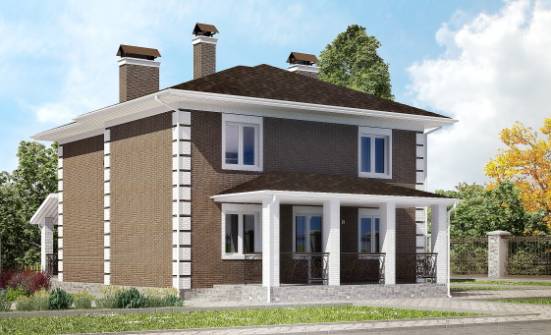 185-002-П Проект двухэтажного дома, компактный коттедж из блока Владикавказ | Проекты домов от House Expert