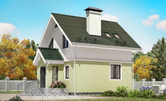 070-001-П Проект двухэтажного дома мансардный этаж, маленький домик из блока Владикавказ | Проекты домов от House Expert