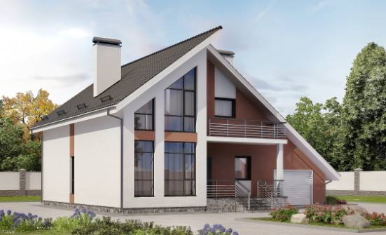 200-007-П Проект двухэтажного дома с мансардным этажом, гараж, простой дом из бризолита Владикавказ | Проекты домов от House Expert