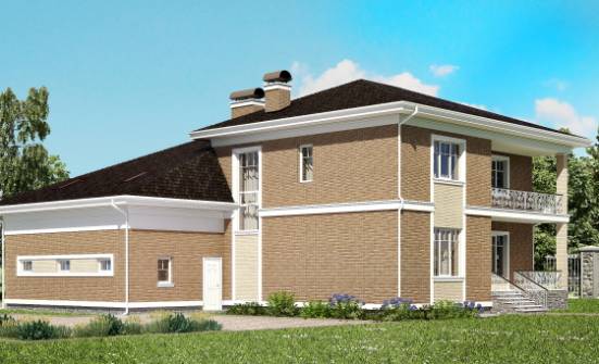 335-002-П Проект двухэтажного дома, гараж, современный домик из кирпича Владикавказ | Проекты домов от House Expert