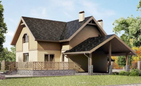 150-011-Л Проект двухэтажного дома мансардой и гаражом, красивый домик из арболита Владикавказ | Проекты домов от House Expert