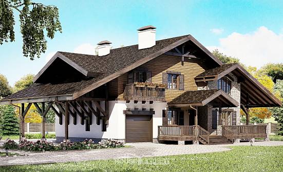 270-001-Л Проект двухэтажного дома с мансардным этажом, гараж, простой загородный дом из кирпича Владикавказ | Проекты домов от House Expert