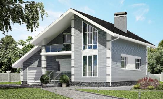 190-006-Л Проект двухэтажного дома с мансардой и гаражом, красивый коттедж из твинблока Владикавказ | Проекты домов от House Expert