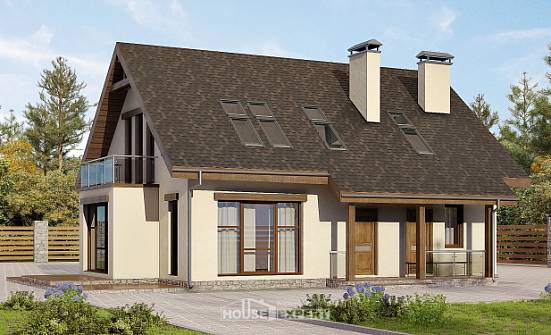 155-012-Л Проект двухэтажного дома мансардный этаж, бюджетный дом из арболита Владикавказ | Проекты домов от House Expert