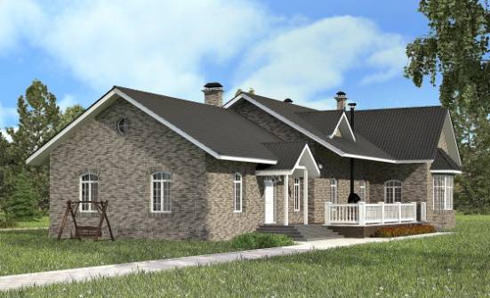 195-001-П Проект одноэтажного дома, уютный загородный дом из кирпича Владикавказ | Проекты домов от House Expert