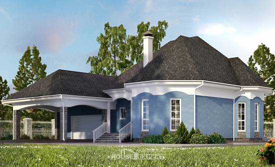 180-007-Л Проект двухэтажного дома мансардой, гараж, доступный домик из блока Владикавказ | Проекты домов от House Expert