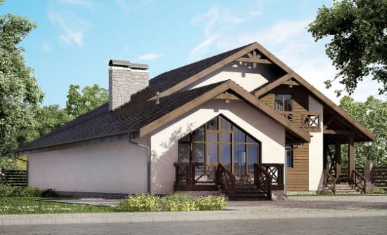 265-001-П Проект двухэтажного дома с мансардой, гараж, красивый домик из твинблока Владикавказ | Проекты домов от House Expert