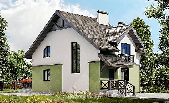 120-003-П Проект двухэтажного дома мансардный этаж, классический домик из блока Владикавказ | Проекты домов от House Expert