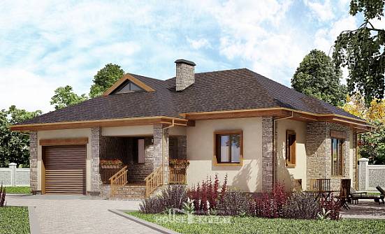 130-006-Л Проект одноэтажного дома, гараж, классический загородный дом из теплоблока Владикавказ | Проекты домов от House Expert
