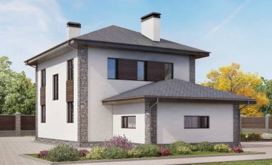 185-004-Л Проект двухэтажного дома и гаражом, простой загородный дом из твинблока Владикавказ | Проекты домов от House Expert