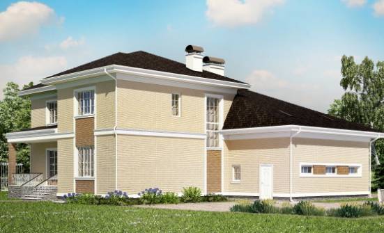 335-001-Л Проект двухэтажного дома и гаражом, современный загородный дом из кирпича Владикавказ | Проекты домов от House Expert