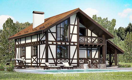 155-002-П Проект двухэтажного дома мансардный этаж, гараж, простой домик из поризованных блоков Владикавказ | Проекты домов от House Expert