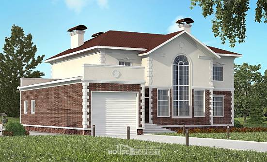 380-001-Л Проект двухэтажного дома и гаражом, огромный коттедж из кирпича Владикавказ | Проекты домов от House Expert