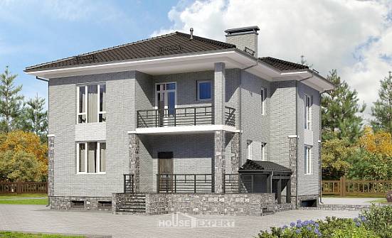 275-004-П Проект трехэтажного дома, гараж, красивый загородный дом из кирпича Владикавказ | Проекты домов от House Expert