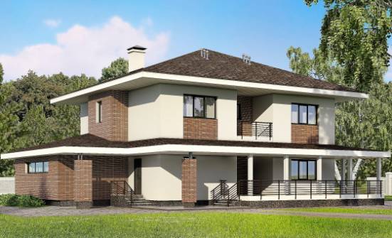 275-002-П Проект двухэтажного дома и гаражом, красивый домик из кирпича Владикавказ | Проекты домов от House Expert