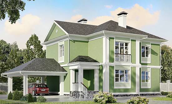 170-001-Л Проект двухэтажного дома, гараж, доступный коттедж из теплоблока Владикавказ | Проекты домов от House Expert