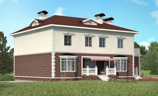 380-001-Л Проект двухэтажного дома и гаражом, огромный коттедж из кирпича Владикавказ | Проекты домов от House Expert