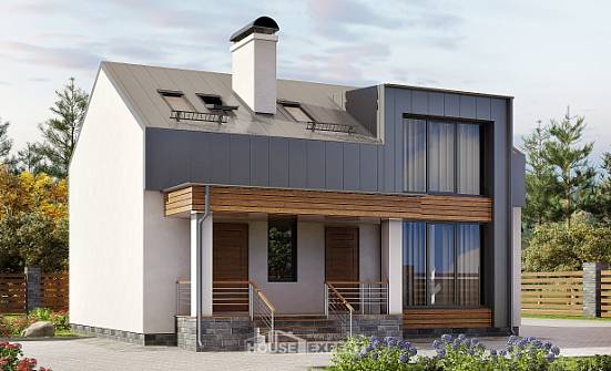 120-004-П Проект двухэтажного дома с мансардным этажом, доступный дом из блока Владикавказ | Проекты домов от House Expert