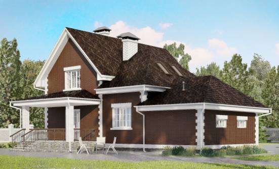 190-003-Л Проект двухэтажного дома мансардой и гаражом, классический коттедж из арболита Владикавказ | Проекты домов от House Expert