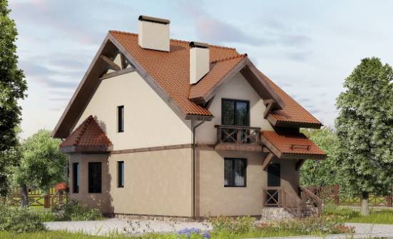 120-003-Л Проект двухэтажного дома с мансардным этажом, доступный загородный дом из твинблока Владикавказ | Проекты домов от House Expert