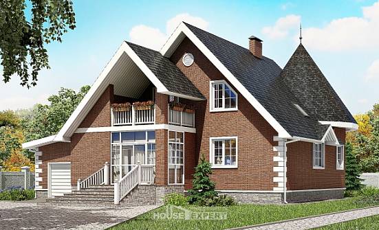 220-002-Л Проект двухэтажного дома с мансардой, гараж, средний загородный дом из пеноблока Владикавказ | Проекты домов от House Expert
