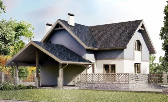 150-011-П Проект двухэтажного дома с мансардным этажом и гаражом, классический дом из газобетона Владикавказ | Проекты домов от House Expert
