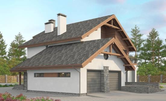 270-003-Л Проект двухэтажного дома с мансардой и гаражом, современный коттедж из бризолита Владикавказ | Проекты домов от House Expert