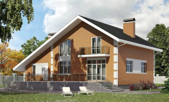 190-006-П Проект двухэтажного дома мансардой и гаражом, классический домик из теплоблока Владикавказ | Проекты домов от House Expert